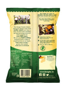 Keoghs crisps Irish cheddar and red onion back of pack
