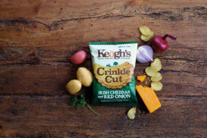 keoghs crisps crinkle cut Irish cheddar and red onion