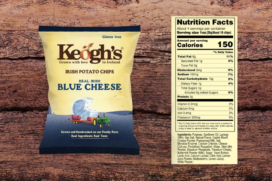 blue cheese with nutrition fact sheet