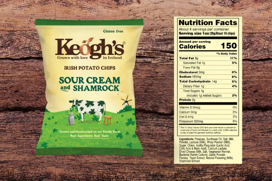 sour cream and shamrock with nutrition fact sheet