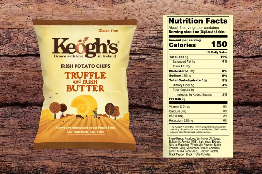 truffle butter with nutrition fact sheet