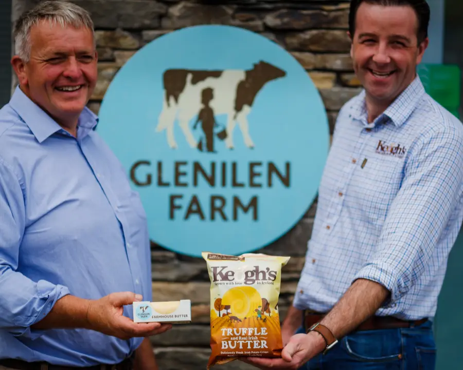 two men holding products glenilen farm