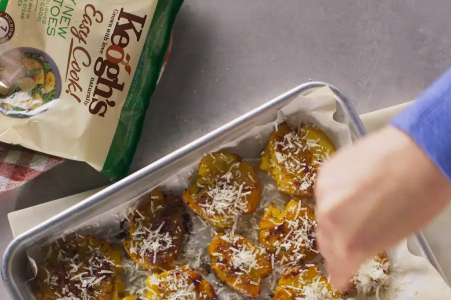 meal of baby potatoes in tray