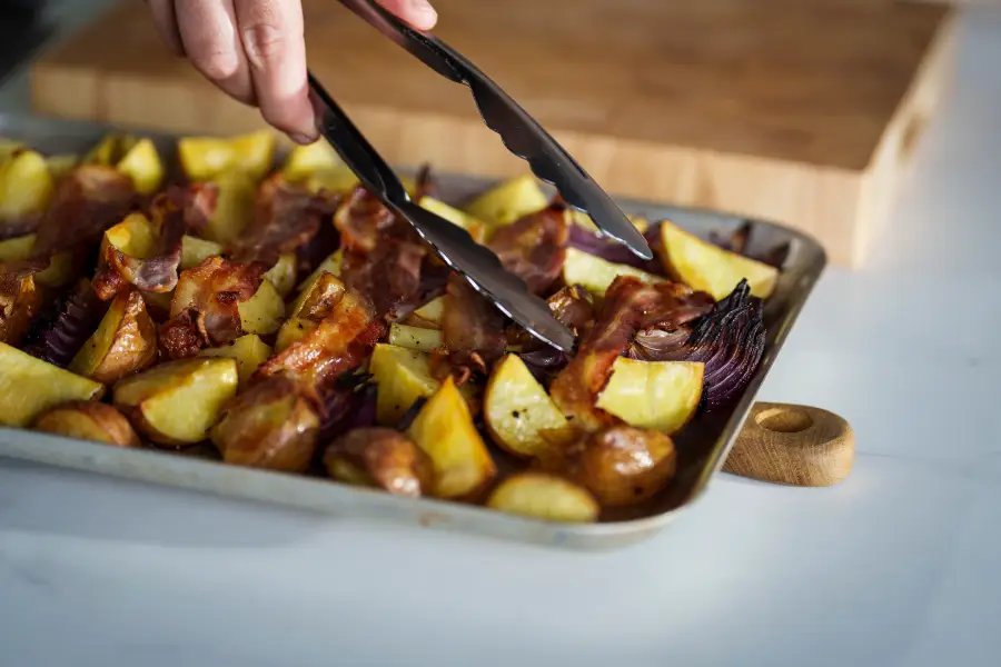 roast baby potatoes on babking tray