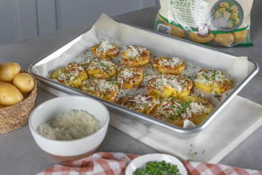 smashed baby potatoes