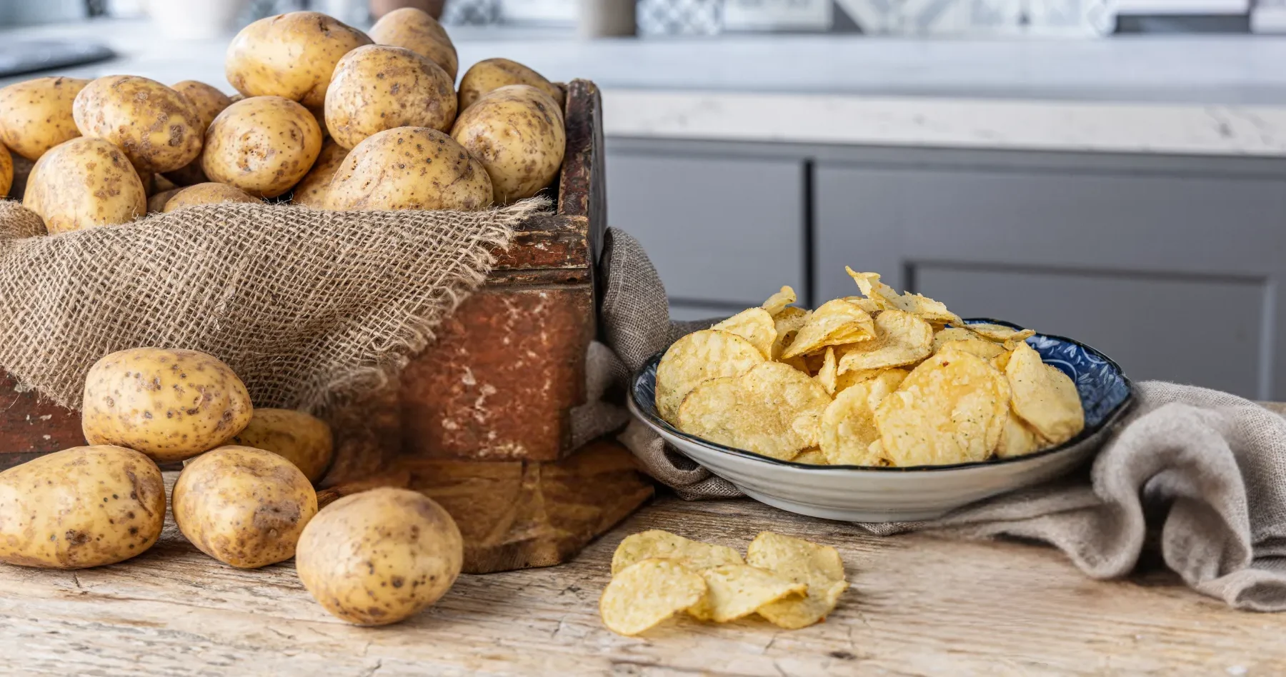 classic range potatoes and crisps on kitchen table header